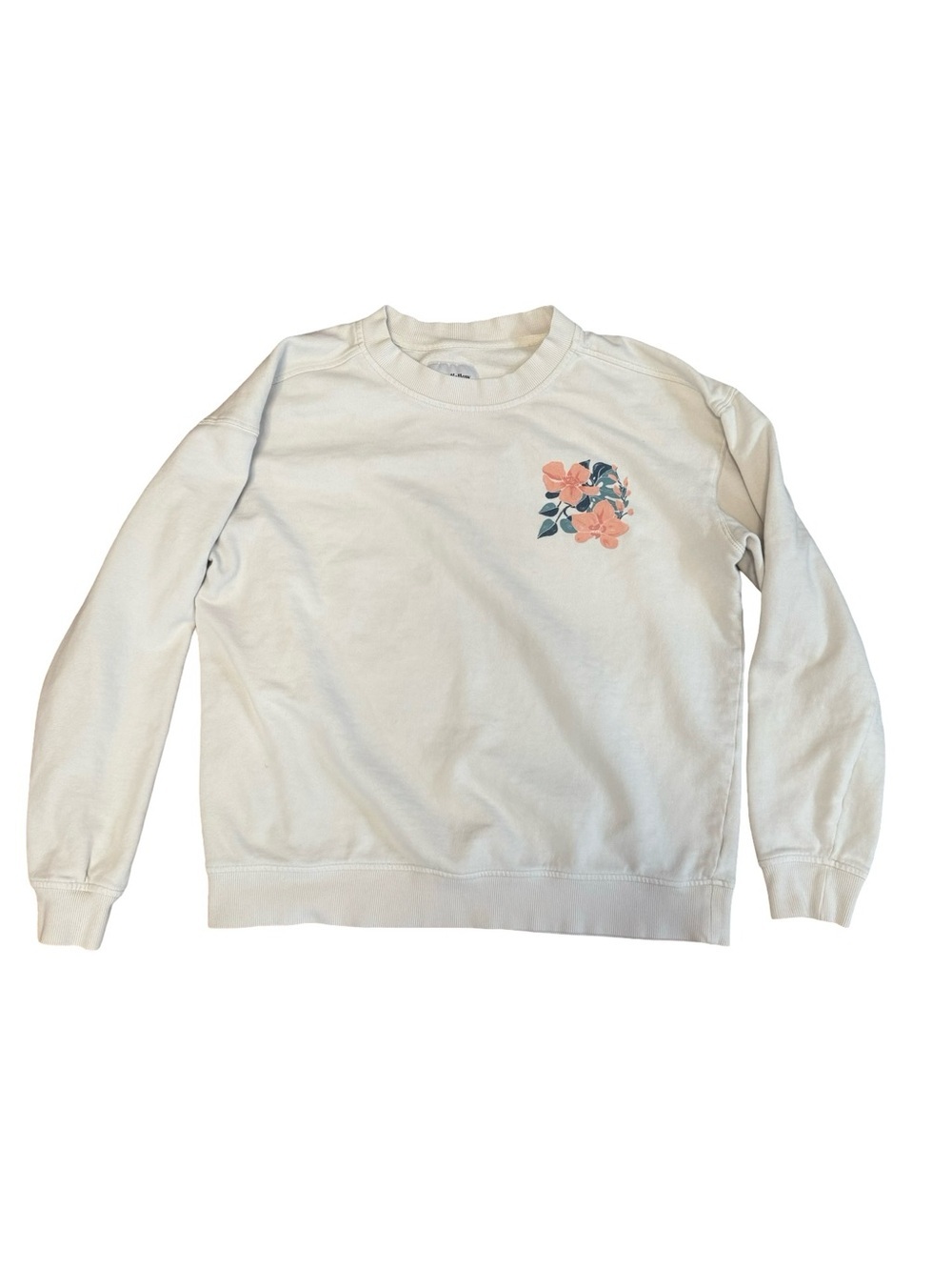 Goodfellow & Co Cream Long Sleeve Floral Sweatshirt
